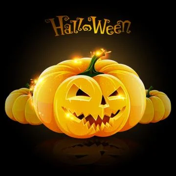 Lighting halloween pumpkin Stock Illustration