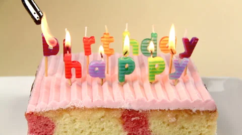 Lighting Up Happy Birthday Candles Stock Footage 38121663