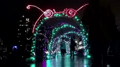 Lighting holiday decoration at night Stock Footage 45470335