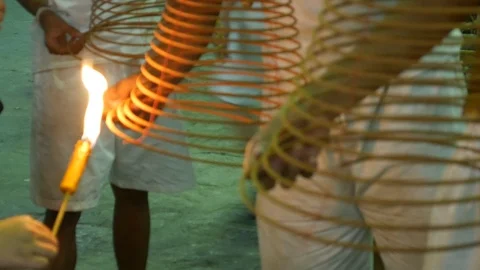 Lighting incenses in temple Stock Footage 103467802