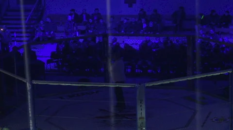 Lighting installation in the boxing ring. Real time. Stock Footage 65299412