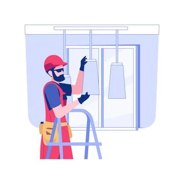 Lighting installation isolated concept vector illustration. Stock Illustration