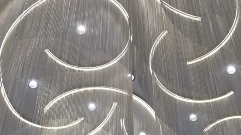 Lighting installation with twisted LED shapes and fringe 動画素材 317156215