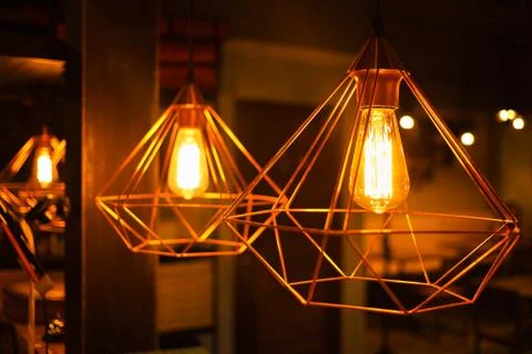 Lighting lamp is hanging at ceiling Stock Photos