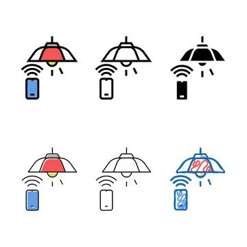 Lighting lamp remote control color multipack icon vector Stock Illustration