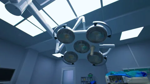 Lighting lamps on the ceiling of modern surgery room.  Stock Footage 219589711