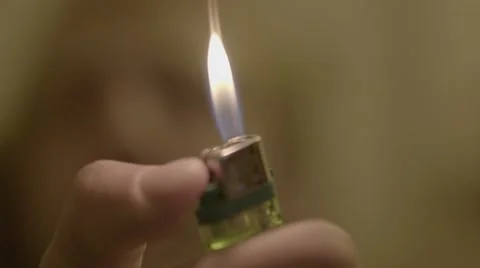 Lighting lighter, slow motion, close up Stock Footage 56778768