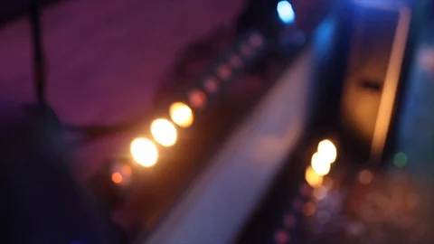 Lighting the lights on stage Stock Footage 86393590