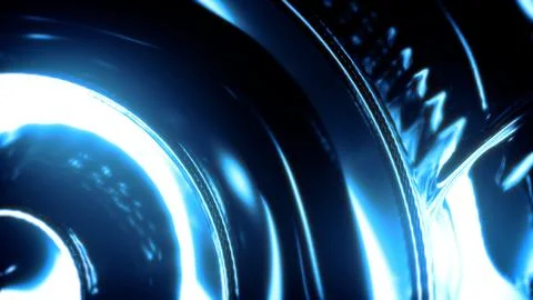 Lighting magic blue reflecting loop surface - abstract 3D rendering Illustrazione stock