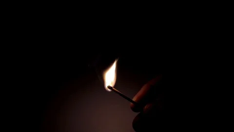 Lighting a matchstick in a dark room Stock Footage 121671519