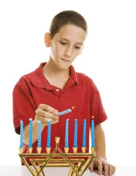 Lighting the Menorah Stock Photos