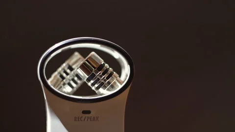 Lighting the microphone in the dark 4K Stock-Footage 146723073