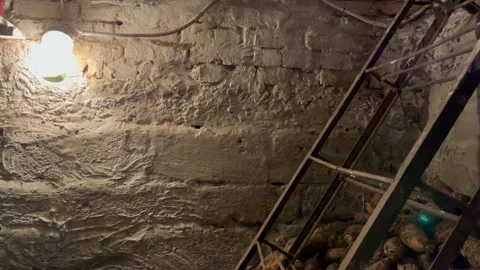Lighting of the old basement, shadows on the wall Stock Footage 162927424