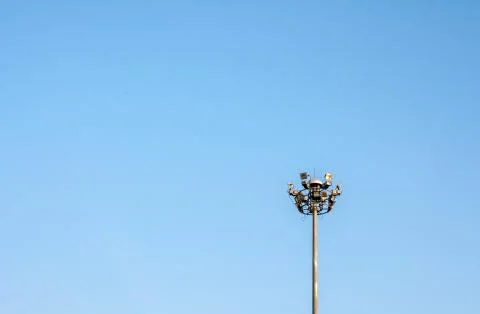 Lighting pole with blue sky 스톡 사진
