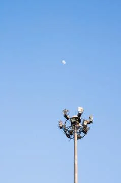 Lighting pole with blue sky Stock Photos