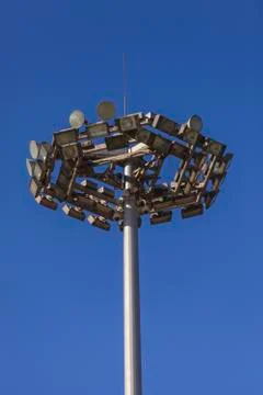 Lighting pole with blue sky Stock Photos