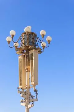 Lighting pole with blue sky Stock Photos
