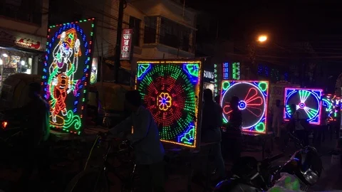 Lighting Procession in a city Stock Footage 98768023