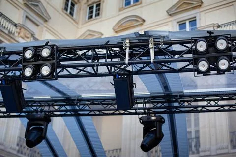 Lighting projectors for the show Stock Photos