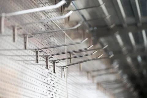 Lighting for retail shelving, empty store shelves Stock Photos