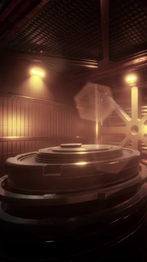 Lighting in a room with machinery and a round object on a table 動画素材 337928355