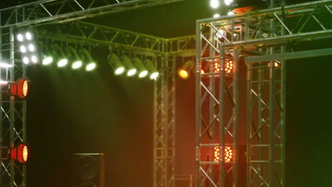 Lighting Setup Creates a Vibrant Atmosphere for an Exciting Event Stock Footage 344822630