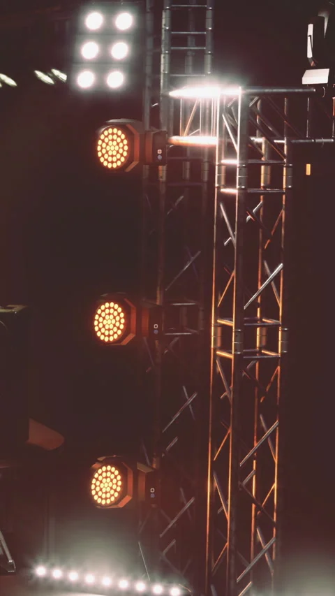 Lighting setup at a music event venue during preparation time Stock Footage 330342582