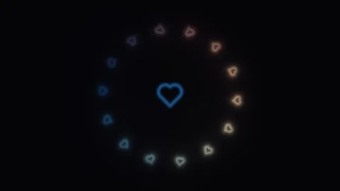 Lighting shapes form a heart pattern in circle arrangement Stock Footage 338226987
