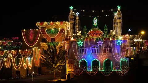 Lighting show at the event of eid milad-dn-nabbi in Pakistan (2) Stock Footage 199272848