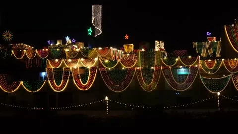 Lighting show at the event of eid milad-dn-nabbi in Pakistan (3) Stock Footage 199272859