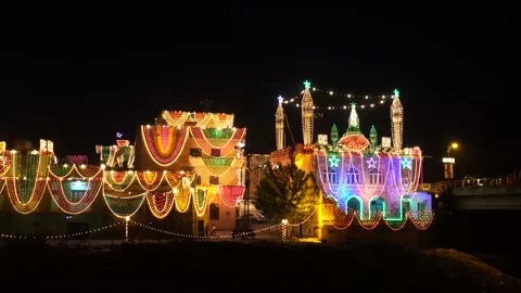 Lighting show at the event of eid milad-dn-nabbi in Pakistan (4) Stock Footage 199272862