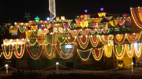 Lighting show at the event of eid milad-dn-nabbi in Pakistan (6) Stock Footage 199272898