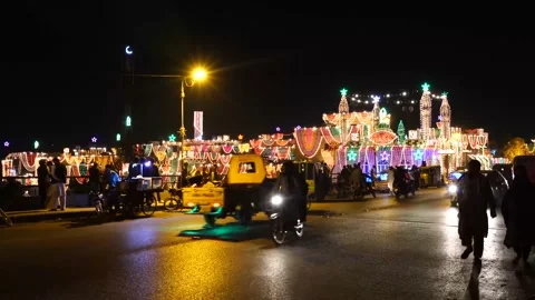 Lighting show at the event of eid milad-dn-nabbi in Pakistan (9) Stock Footage 199272905