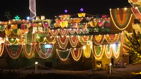 Lighting show at the event of eid milad-dn-nabbi in Pakistan (7) Stock Footage 199272915