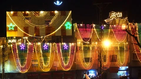 Lighting show at the event of eid milad-dn-nabbi in Pakistan (11) Stock Footage 199272928