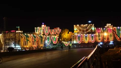 Lighting show at the event of eid milad-dn-nabbi in Pakistan (10) Stock Footage 199272929