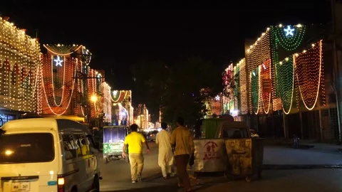 Lighting show at the event of eid milad-dn-nabbi in Pakistan (14) Stock Footage 199272963