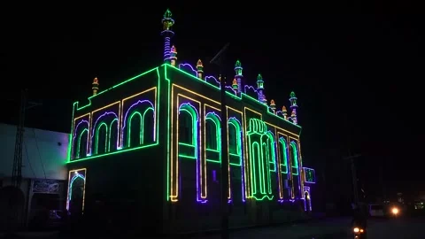 Lighting show at the event of eid milad-dn-nabbi in Pakistan (16) Stock Footage 199273005