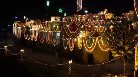 Lighting show at the event of eid milad-dn-nabbi in Pakistan (13) Stock Footage 199273017