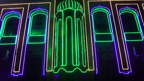 Lighting show at the event of eid milad-dn-nabbi in Pakistan (17) Stock Footage 199273037