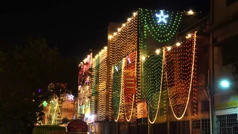 Lighting show at the event of eid milad-dn-nabbi in Pakistan (18) Stock Footage 199273043