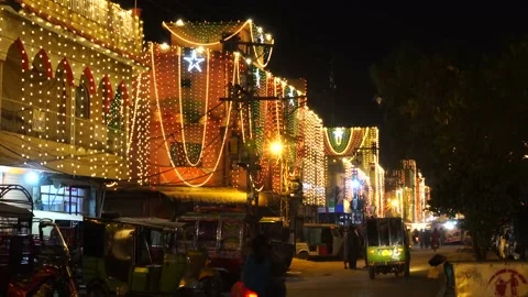 Lighting show at the event of eid milad-dn-nabbi in Pakistan (19) Stock Footage 199273054
