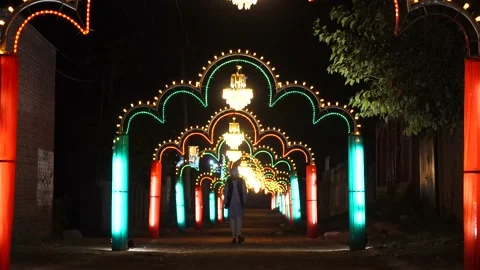 Lighting show at the event of eid milad-dn-nabbi in Pakistan (20) Stock Footage 199273057