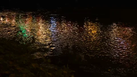 Lighting show reflection in water at the event of eid milad-dn-nabbi in Paki Stock Footage 199273088