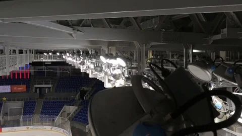 Lighting spotlights on the rink Stock Footage 73043013