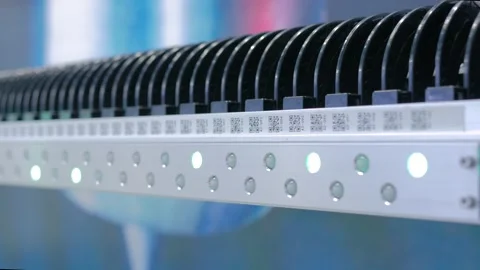 Lighting status indicator signals on electric control panel - close up Video stock 135519187
