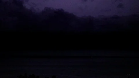 Lighting storm over sea, lone ship Stock Footage 81144227
