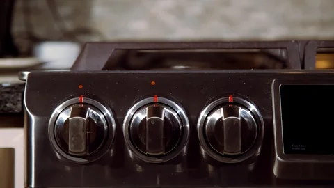 Lighting Stove Oven Stock Footage 90438412