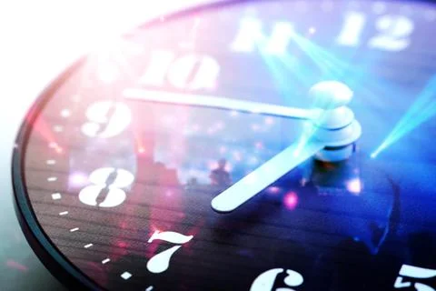 Lighting at surface of the alarm clock having funny and happy time for celebr Stock Photos