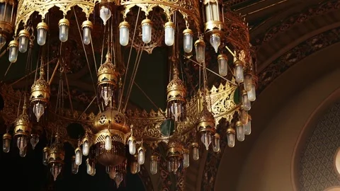 Lighting in the synagogue. Interior details. Sofia Synagogue Stock Footage 328317171